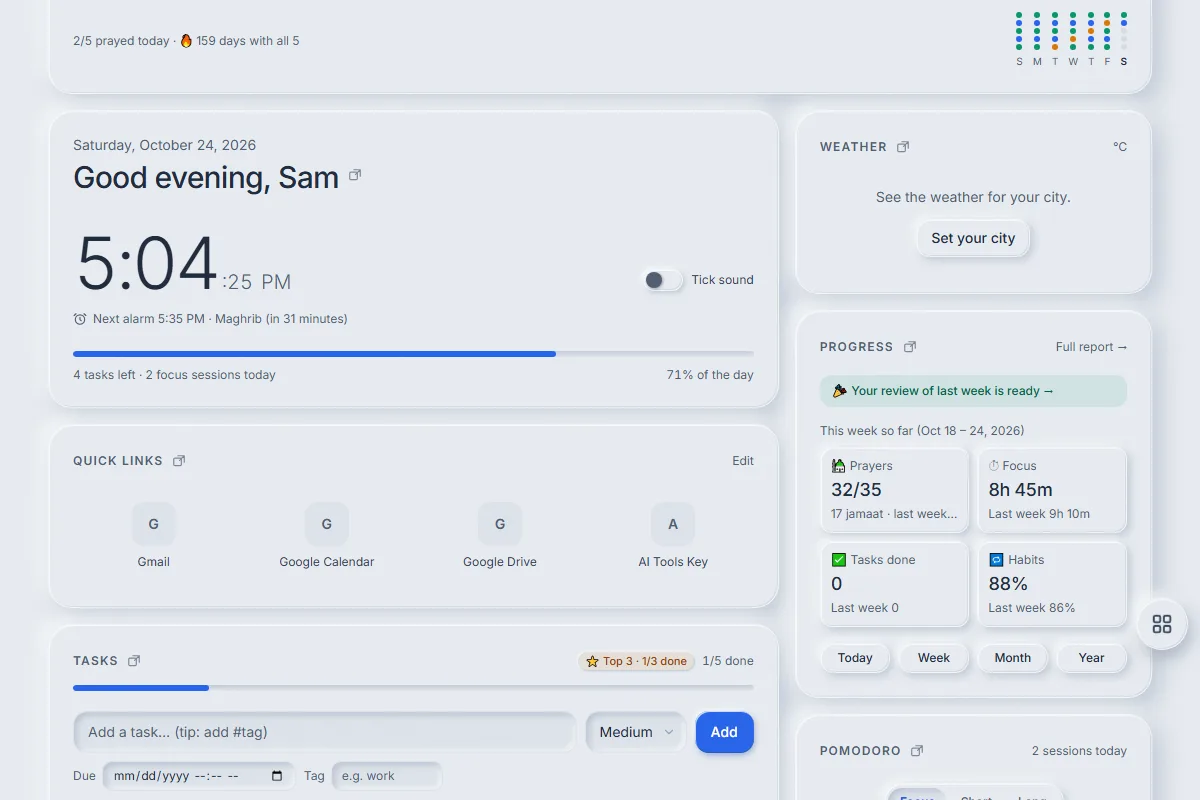 The Uprise dashboard in the light theme